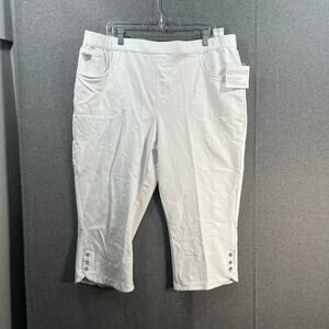 Quacker Factory DreamJeannes Tulip Snap Hem Capri Pants White, X-Large